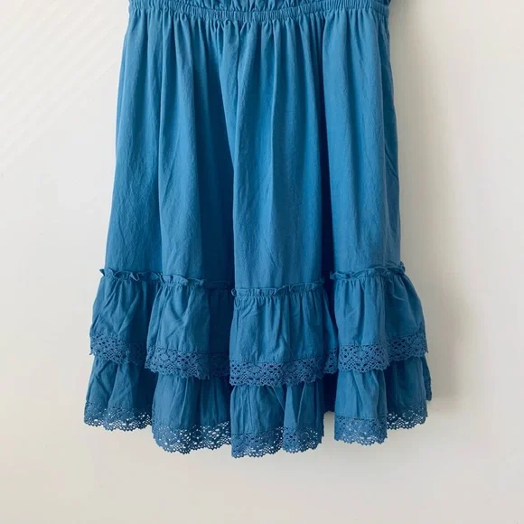 NWT Torrid Lace Trim Tiered Mini Dress Women’s 2X Blue Cottagecore Festival - Picture 5 of 10